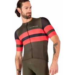 Nalini Linear Fietstrui Heren - red coral/army green 4400