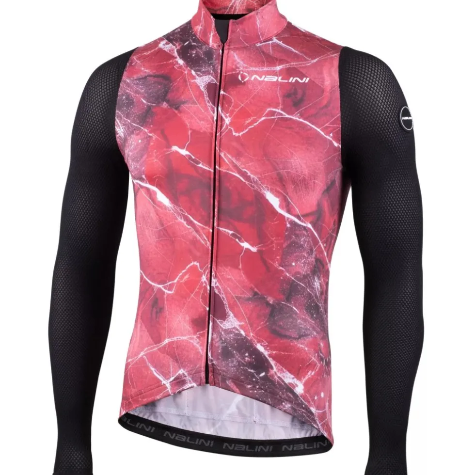 Nalini Warm Mesh Fietstrui met lange mouwen Heren - marble/red 4200