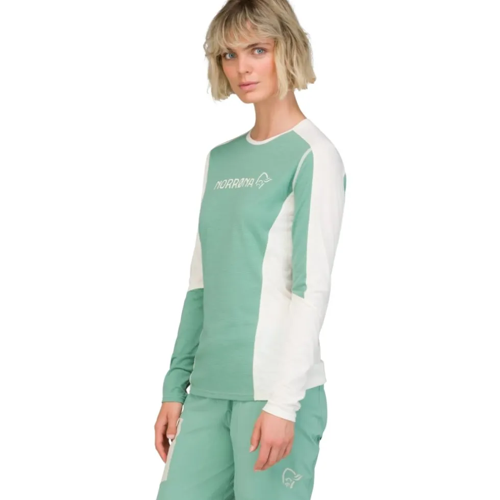 Norrona falketind equaliser merino round Neck Shirt met Lange Mouwen Dames - Malachite Green