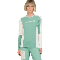 Norrona falketind equaliser merino round Neck Shirt met Lange Mouwen Dames - Malachite Green