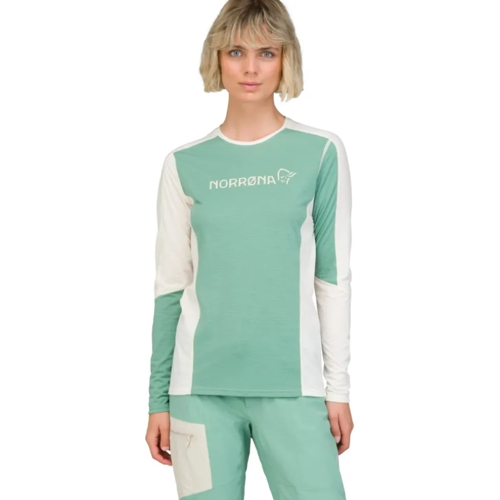 Norrona falketind equaliser merino round Neck Shirt met Lange Mouwen Dames - Malachite Green