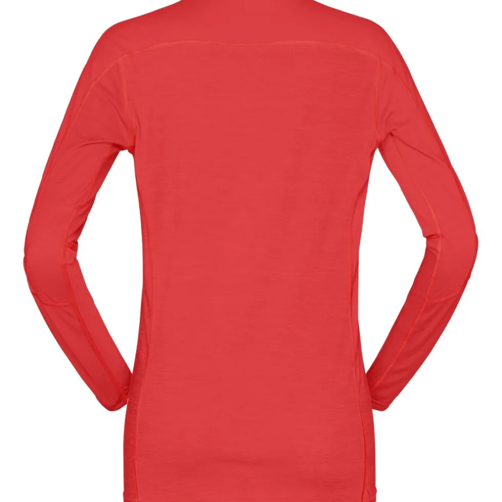 Norrona falketind equaliser merino round Neck Shirt met Lange Mouwen Dames - Paprika Red
