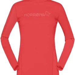 Norrona falketind equaliser merino round Neck Shirt met Lange Mouwen Dames - Paprika Red