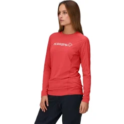 Norrona falketind equaliser merino round Neck Shirt met Lange Mouwen Dames - Paprika Red