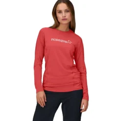 Norrona falketind equaliser merino round Neck Shirt met Lange Mouwen Dames - Paprika Red