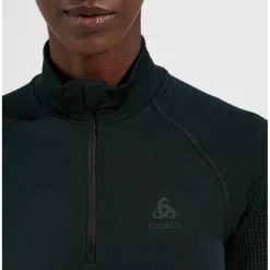 Odlo Performance Warm Half-Zip Hemd met Lange Mouwen Dames - zwart - new odlo graphite grey
