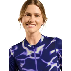 Odlo Zeroweight Pro Chill-Tec Print Fietsshirt met Volledige Rits Dames - afterparty