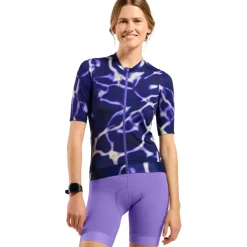 Odlo Zeroweight Pro Chill-Tec Print Fietsshirt met Volledige Rits Dames - afterparty