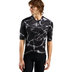 Odlo Zeroweight Pro Chill-Tec Print Fietsshirt met Volledige Rits Heren - zwart