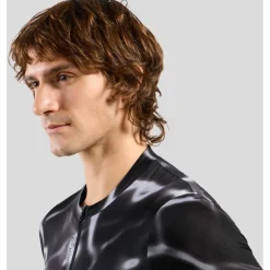 Odlo Zeroweight Pro Chill-Tec Print Fietsshirt met Volledige Rits Heren - zwart