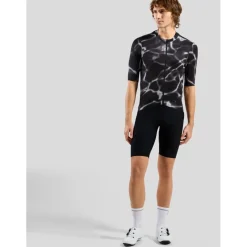Odlo Zeroweight Pro Chill-Tec Print Fietsshirt met Volledige Rits Heren - zwart