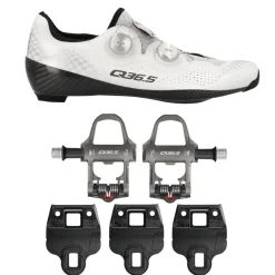 Q36.5 UNIQUE PRO 4.0 racefietsschoenen + SRM X-POWER DIRECT racefietspedalen + Cleats - white check | Cleats 0° / 1.2° / 3°
