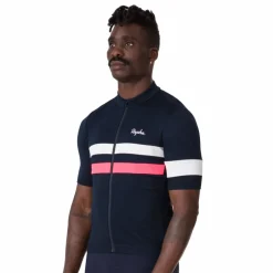 Rapha Brevet Fietsshirt met Korte Mouwen Heren - dark navy/high-vis pink/white