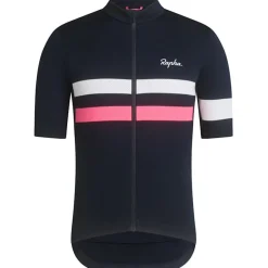 Rapha Brevet Fietsshirt met Korte Mouwen Heren - dark navy/high-vis pink/white