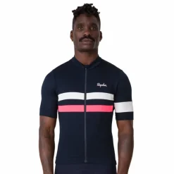 Rapha Brevet Fietsshirt met Korte Mouwen Heren - dark navy/high-vis pink/white