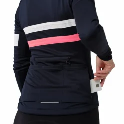 Rapha Brevet Fietsshirt met Lange Mouwen Dames - dark navy/hi-vis pink