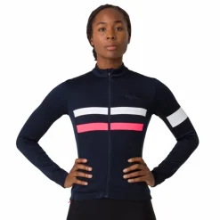 Rapha Brevet Fietsshirt met Lange Mouwen Dames - dark navy/hi-vis pink