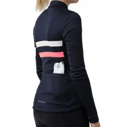 Rapha Brevet Fietsshirt met Lange Mouwen Dames - dark navy/hi-vis pink