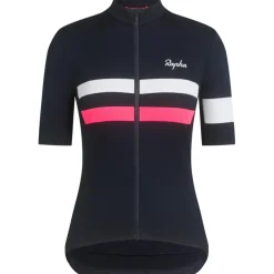 Rapha Brevet Fietsshirt met Korte Mouwen Dames - dark navy/high-vis pink/white