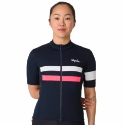 Rapha Brevet Fietsshirt met Korte Mouwen Dames - dark navy/high-vis pink/white