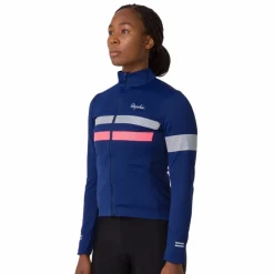 Rapha Brevet Windstopper Fietsshirt met Lange Mouwen Dames - navy/hi-vis pink