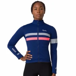 Rapha Brevet Windstopper Fietsshirt met Lange Mouwen Dames - navy/hi-vis pink