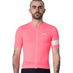 Rapha Core Lightweight Fietsshirt met Korte Mouwen Heren - high-vis pink/white alyssum