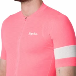 Rapha Core Lightweight Fietsshirt met Korte Mouwen Heren - high-vis pink/white alyssum