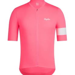 Rapha Core Lightweight Fietsshirt met Korte Mouwen Heren - high-vis pink/white alyssum