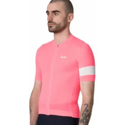 Rapha Core Lightweight Fietsshirt met Korte Mouwen Heren - high-vis pink/white alyssum