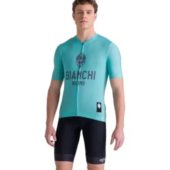 Santini Bianchi Milano Classic Fietsshirt met Korte Mouwen Heren BI97175CCLASS - celeste CE