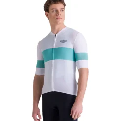 Santini Bianchi Milano Race Fietsshirt met Korte Mouwen Unisex BI97175CRACE - wit BI