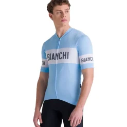 Santini Bianchi Retro Fietsshirt met Korte Mouwen Heren BI94075CRETRO - sky blue AZ