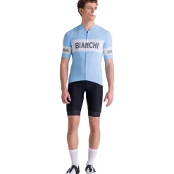 Santini Bianchi Retro Fietsshirt met Korte Mouwen Heren BI94075CRETRO - sky blue AZ