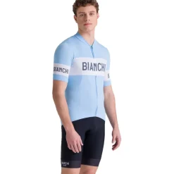 Santini Bianchi Retro Fietsshirt met Korte Mouwen Heren BI94075CRETRO - sky blue AZ