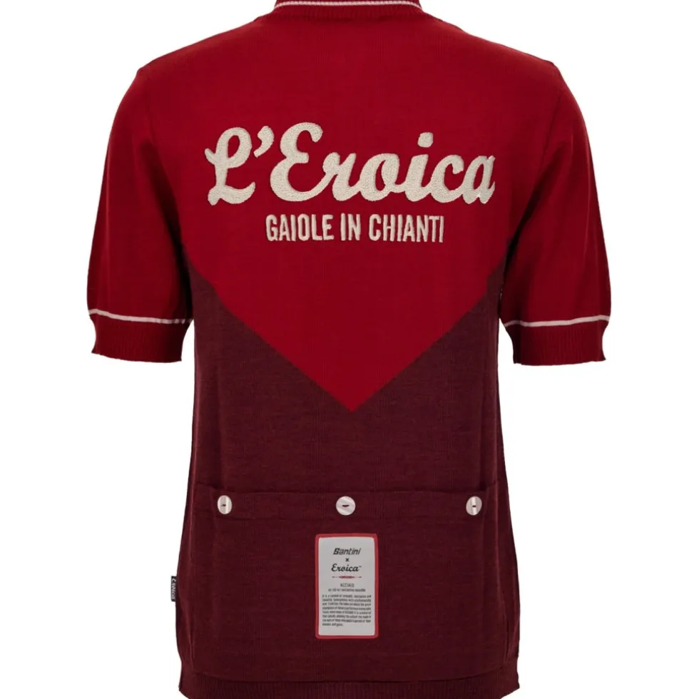 Santini Eroica 29° Gaiole Wollen shirt met korte mouwen voor heren ER1114E29GA - bordeaux BR