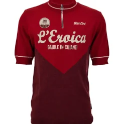 Santini Eroica 29° Gaiole Wollen shirt met korte mouwen voor heren ER1114E29GA - bordeaux BR