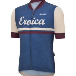 Santini Eroica Iris Wollen shirt met korte mouwen voor heren ER94075CIRIS - avio AV