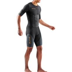 SKINS TRI Elite Skinsuit met Korte Mouwen Heren - Black/Carbon