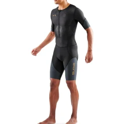 SKINS TRI Elite Skinsuit met Korte Mouwen Heren - Black/Carbon