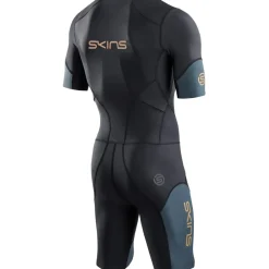 SKINS TRI Elite Skinsuit met Korte Mouwen Heren - Black/Carbon