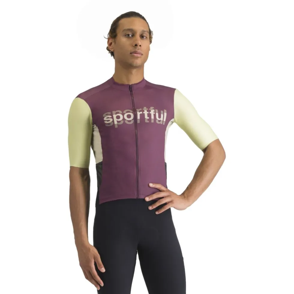 Sportful Supergiara Logo Fietstrui Heren - 569 Bordo'/Shadow Lime