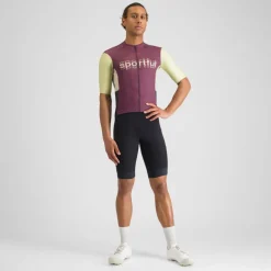 Sportful Supergiara Logo Fietstrui Heren - 569 Bordo'/Shadow Lime