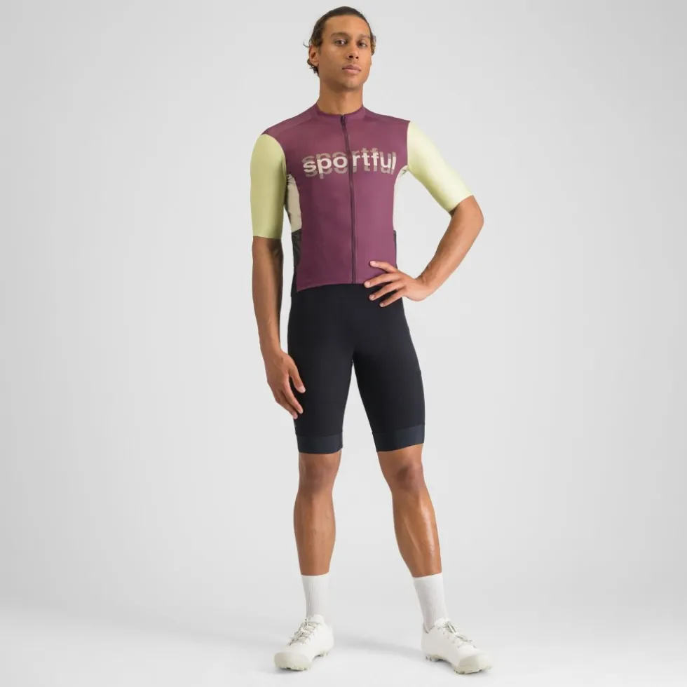 Sportful Supergiara Logo Fietstrui Heren - 569 Bordo'/Shadow Lime