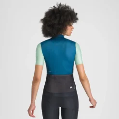 Sportful Supergiara Logo Fietstrui Dames - 415 Teal Blue/Lichen Green
