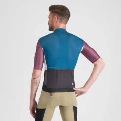 Sportful Supergiara Logo Fietstrui Heren - 415 Teal Blue/Bordo'