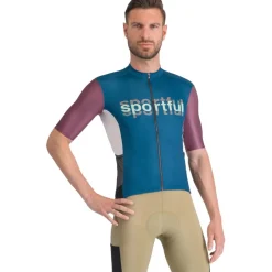 Sportful Supergiara Logo Fietstrui Heren - 415 Teal Blue/Bordo'