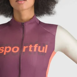 Sportful Supergiara Logo Fietstrui Dames - 569 Bordeaux/Abbey Stone