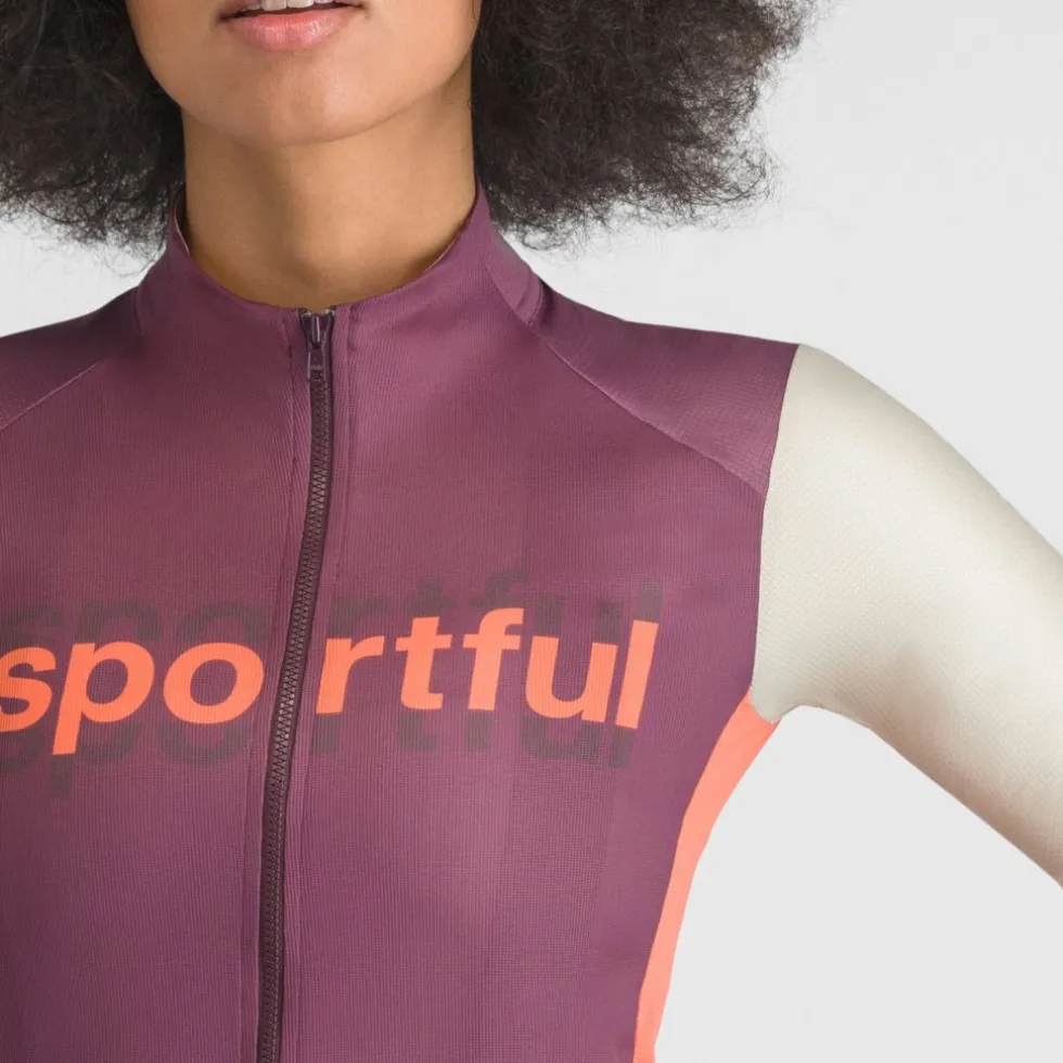 Sportful Supergiara Logo Fietstrui Dames - 569 Bordeaux/Abbey Stone