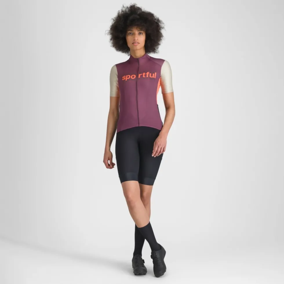 Sportful Supergiara Logo Fietstrui Dames - 569 Bordeaux/Abbey Stone